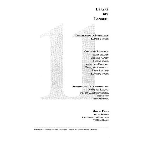 Le gre des langues n(deg)11 / Hors-collection, Collectif