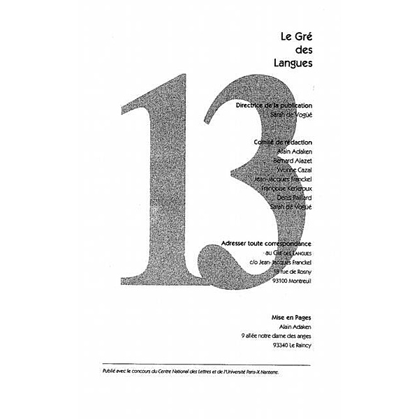 Le gre des langues n(deg)13 / Hors-collection, Collectif