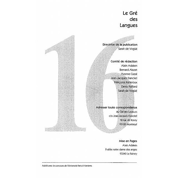 Le gre des langues n(deg)16 / Hors-collection, Collectif