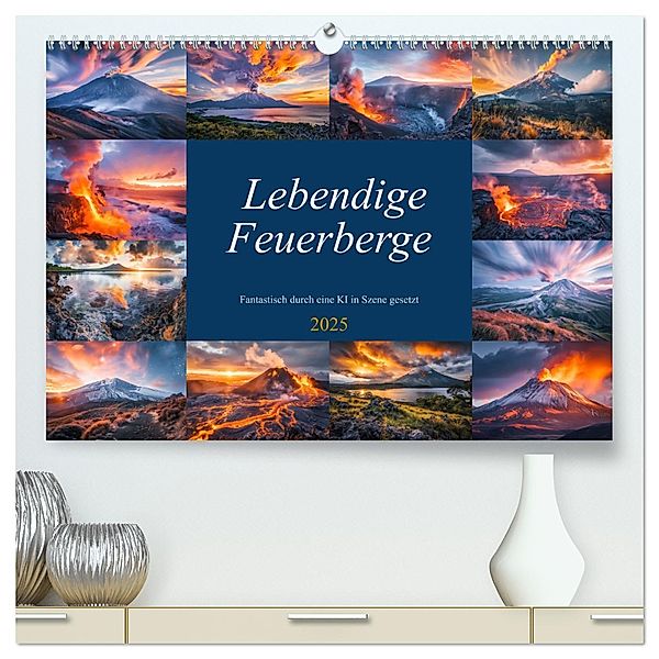 Lebendige Feuerberge - Fantastisch durch eine KI in Szene gesetzt (hochwertiger Premium Wandkalender 2025 DIN A2 quer), Kunstdruck in Hochglanz, Calvendo, Steffen Gierok-Latniak