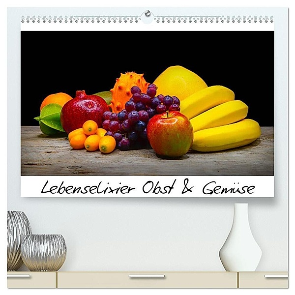 Lebenselixier Obst und Gemüse (hochwertiger Premium Wandkalender 2024 DIN A2 quer), Kunstdruck in Hochglanz, Immephotography
