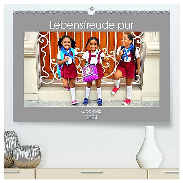 Lebensfreude pur - Kuba-Kids (hochwertiger Premium Wandkalender 2024 DIN A2 quer), Kunstdruck in Hochglanz, Henning von Löwis of Menar