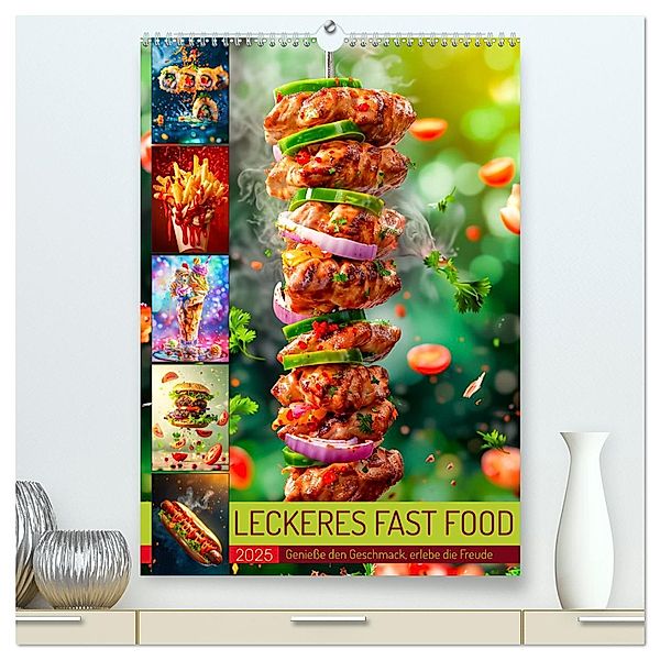 Leckeres Fast Food (hochwertiger Premium Wandkalender 2025 DIN A2 hoch), Kunstdruck in Hochglanz, Calvendo, Dirk Meutzner