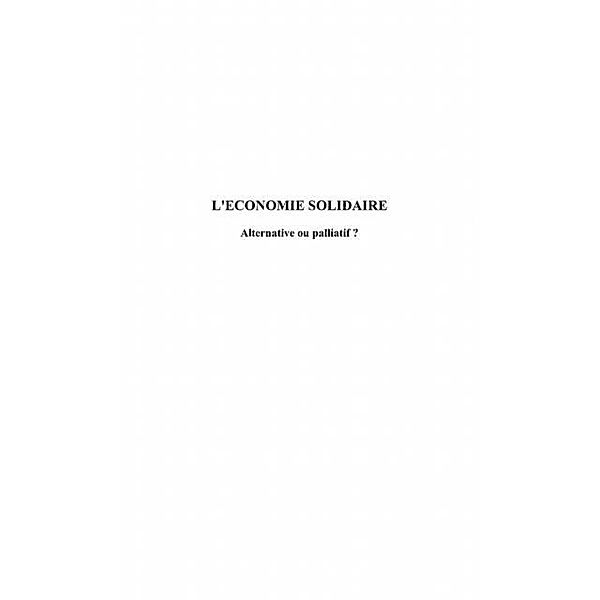 L'ECONOMIE SOLIDAIRE / Hors-collection, Guigue Bruno