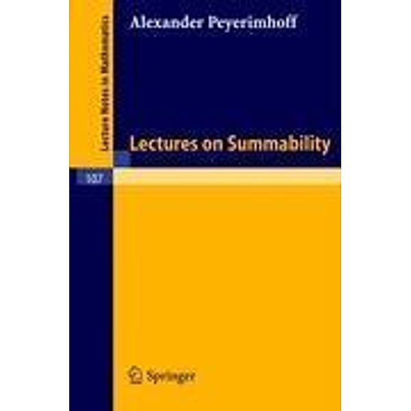 Lectures on Summability, Alexander Peyerimhoff