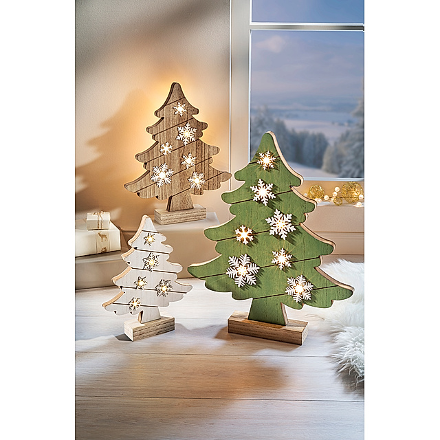 Weltbild Leuchtende LED Tannen 3er-Set - LED Baum aus Glas als Deko  Wohnzimmer Weihnachten Dekoration Deko
