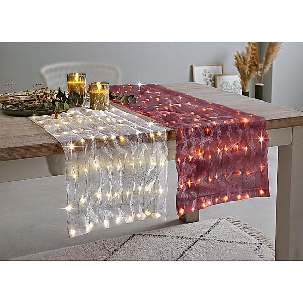 LED-Dekostoff Glamour, 36x210cm, 198 LEDs (Farbe: bordeaux)