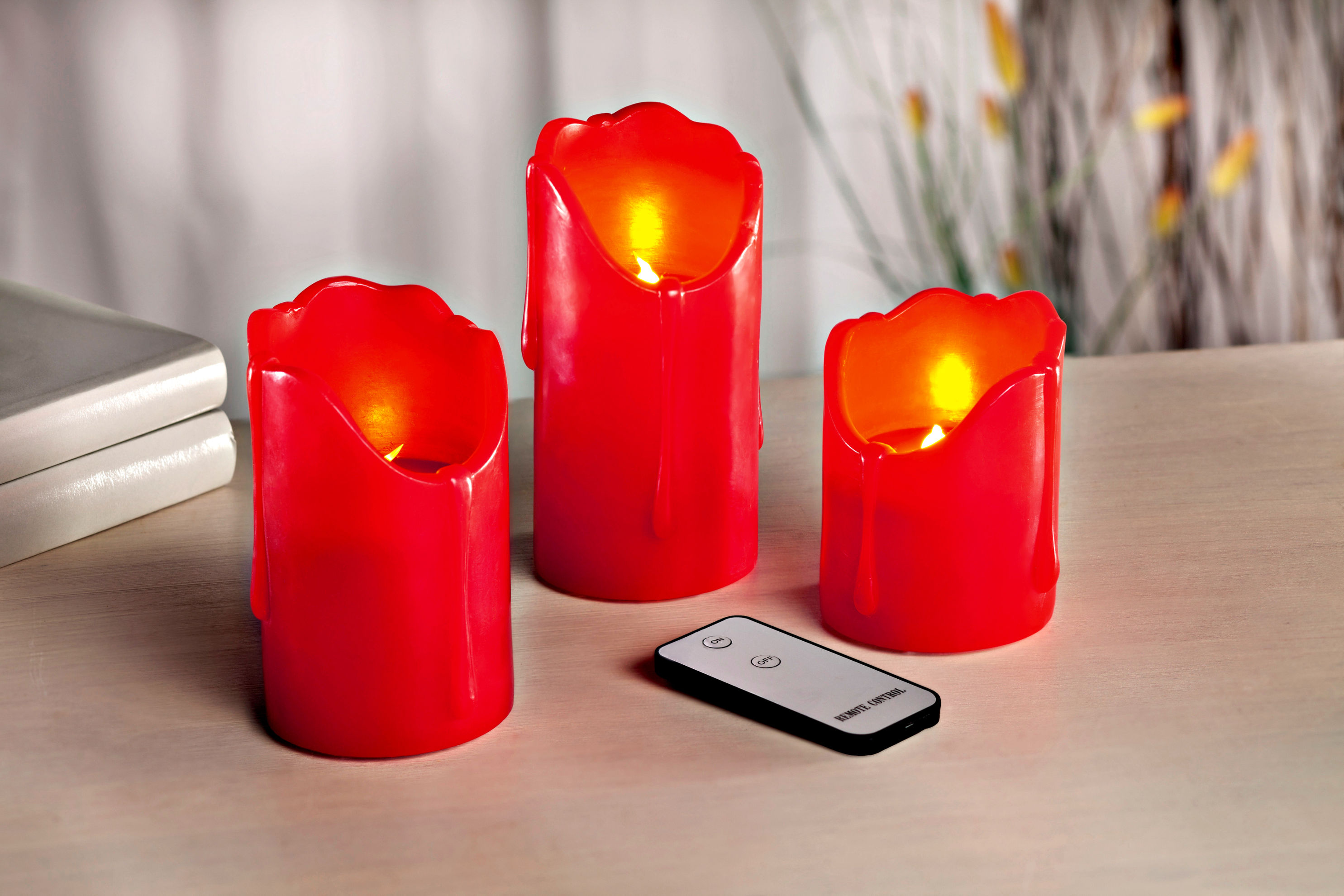 LED-Echtwachskerzen, 3er-Set Farbe: rot bestellen | Weltbild.de