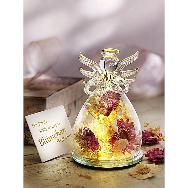 LED-Engel mit Trockenblumen Fiorella