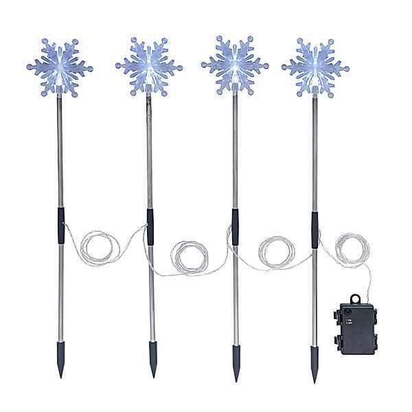 LED-Gartenstecker Eiskristall, 4er-Set