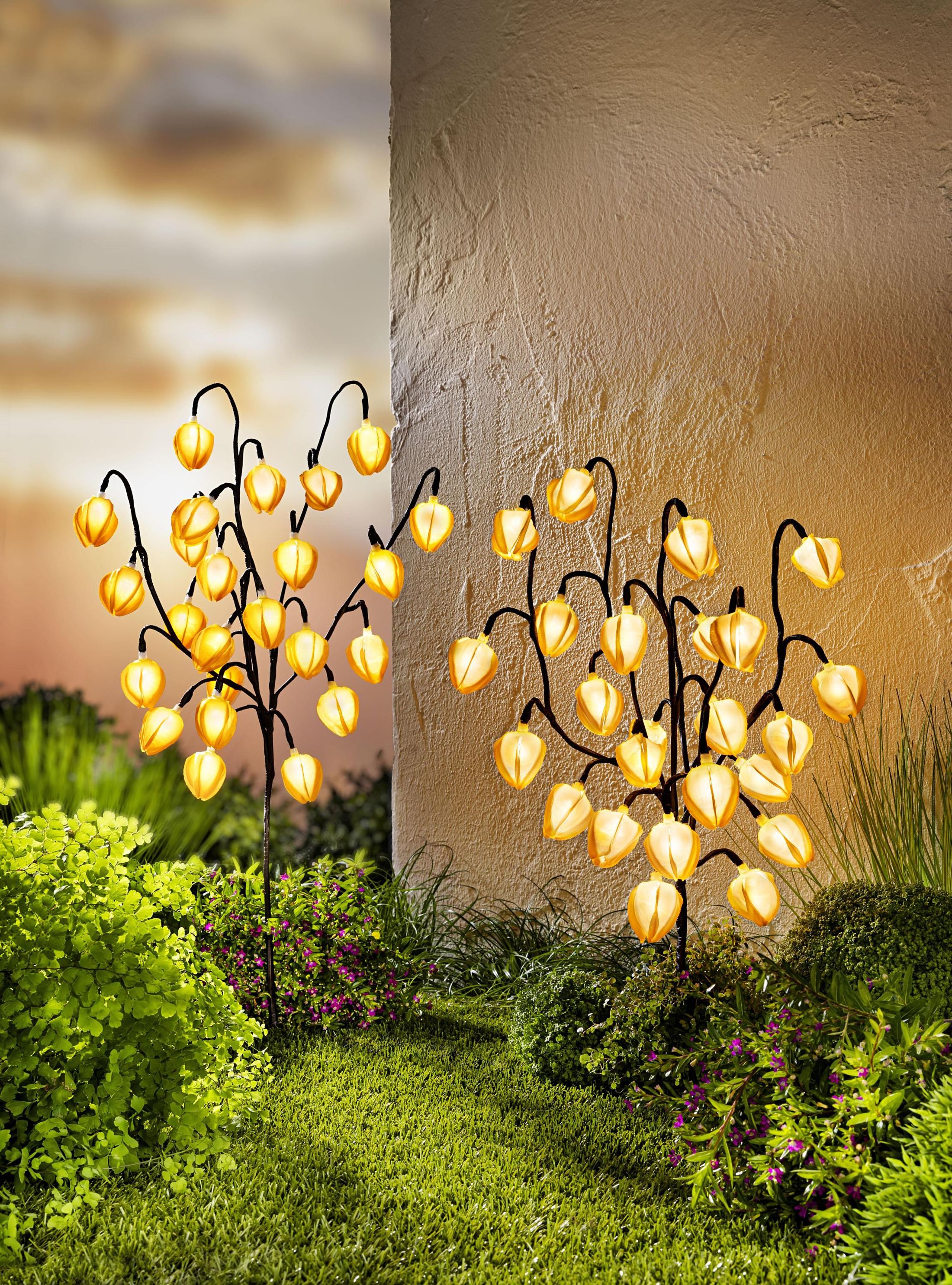 LED-Gartenstecker Physalis 2er-Set, 48 LEDs