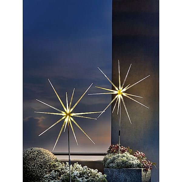 LED-Gartenstecker Polarstern, 2er-Set