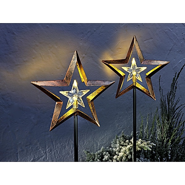 LED-Gartenstecker Shiny Stars 2er-Set