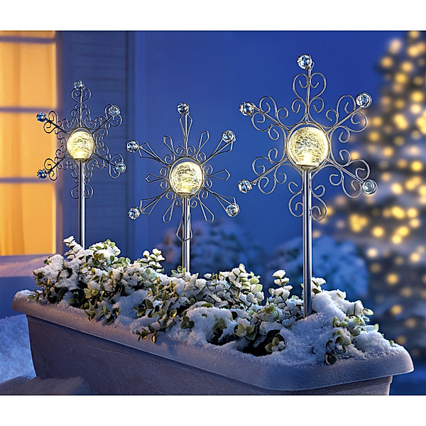 LED-Gartenstecker Snow, 3er-Set