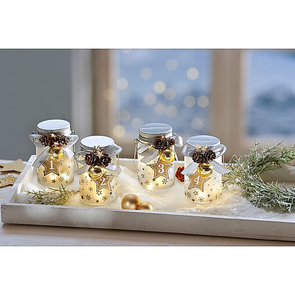 LED- Glasleuchten Advent 4er-Set