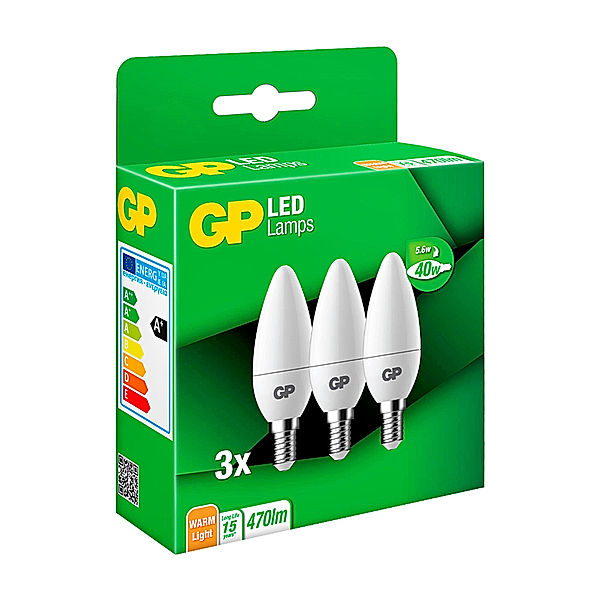 LED Glühbirnen E14, LED, 5,6 W (40 W Ersatz), 3er Set