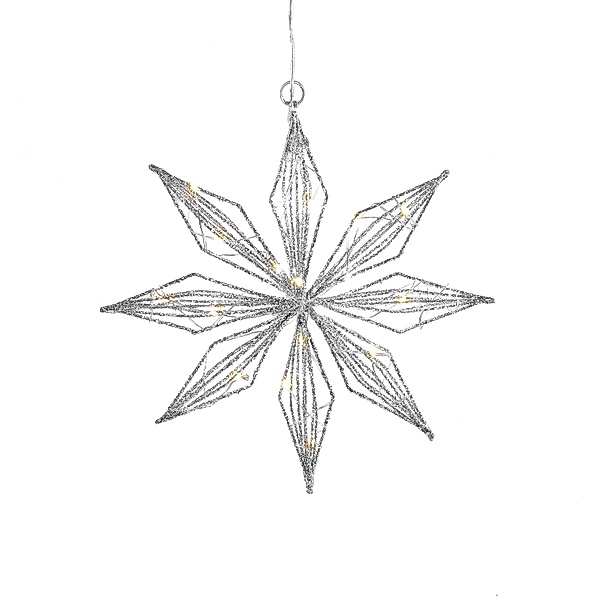 LED-Hängedeko Stern Silver Shine (Größe: 25 cm)