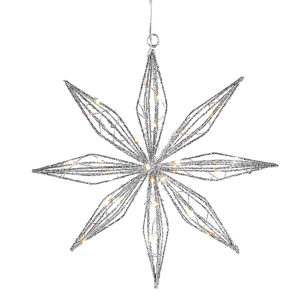 LED-Hängedeko Stern Silver Shine (Größe: 30 cm)