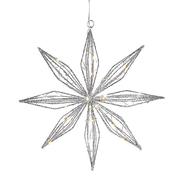 LED-Hängedeko Stern Silver Shine (Größe: 30 cm)