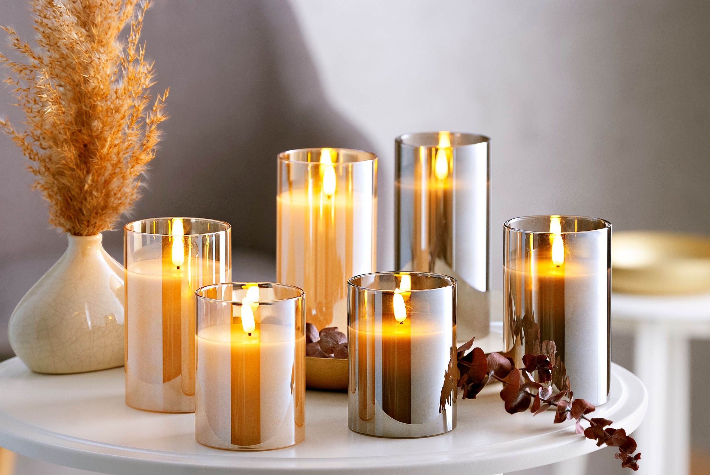 LED-Kerzen im Glas 3er-Set Farbe: amber bestellen | Weltbild.de