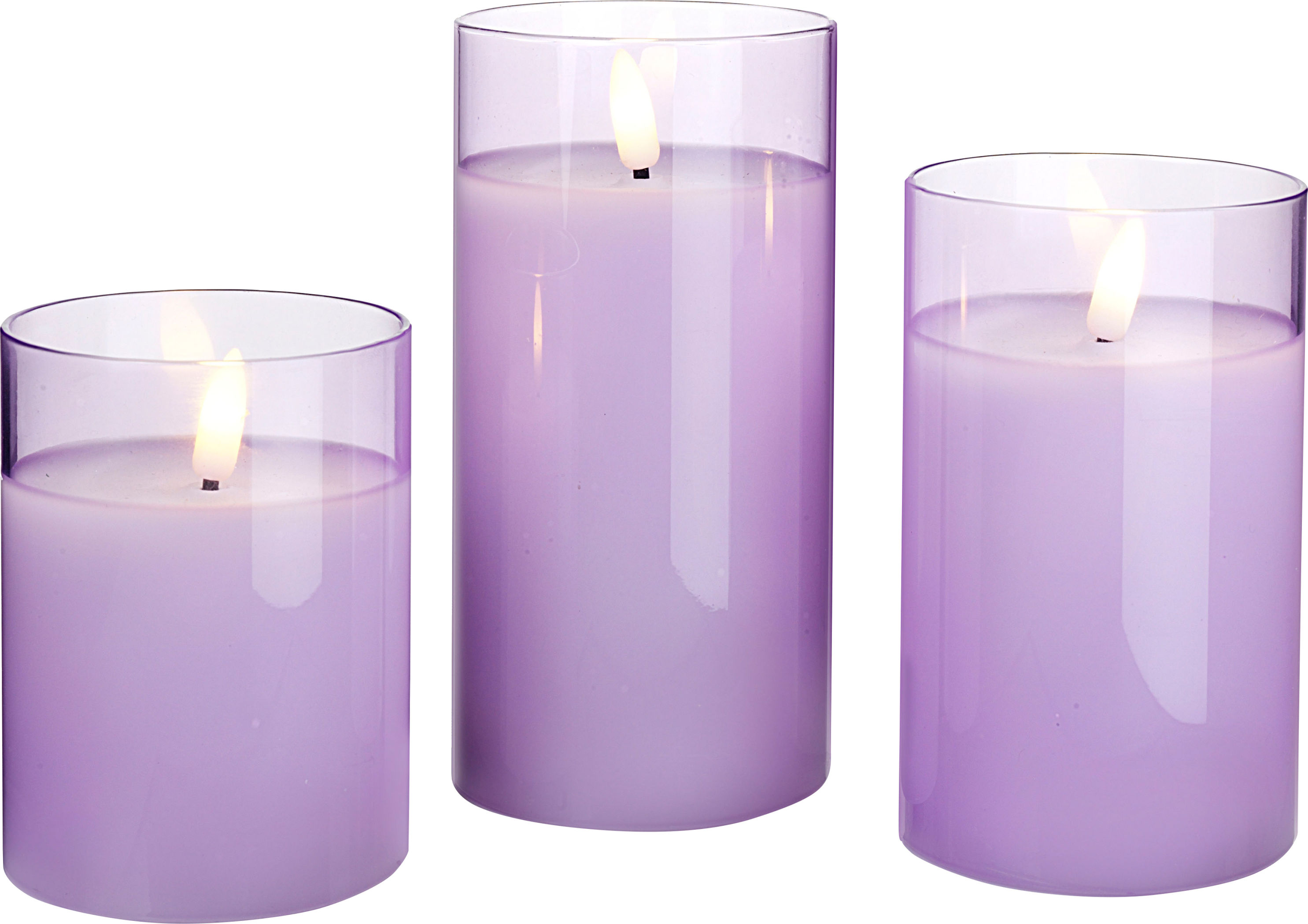LED-Kerzen im Glas 3er-Set Farbe: flieder bestellen | Weltbild.de