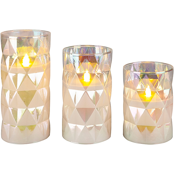 LED-Kerzen im Glas Diamond 3er-Set