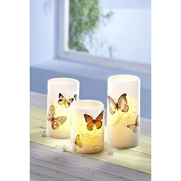 LED-Kerzen Papillon, 3er-Set