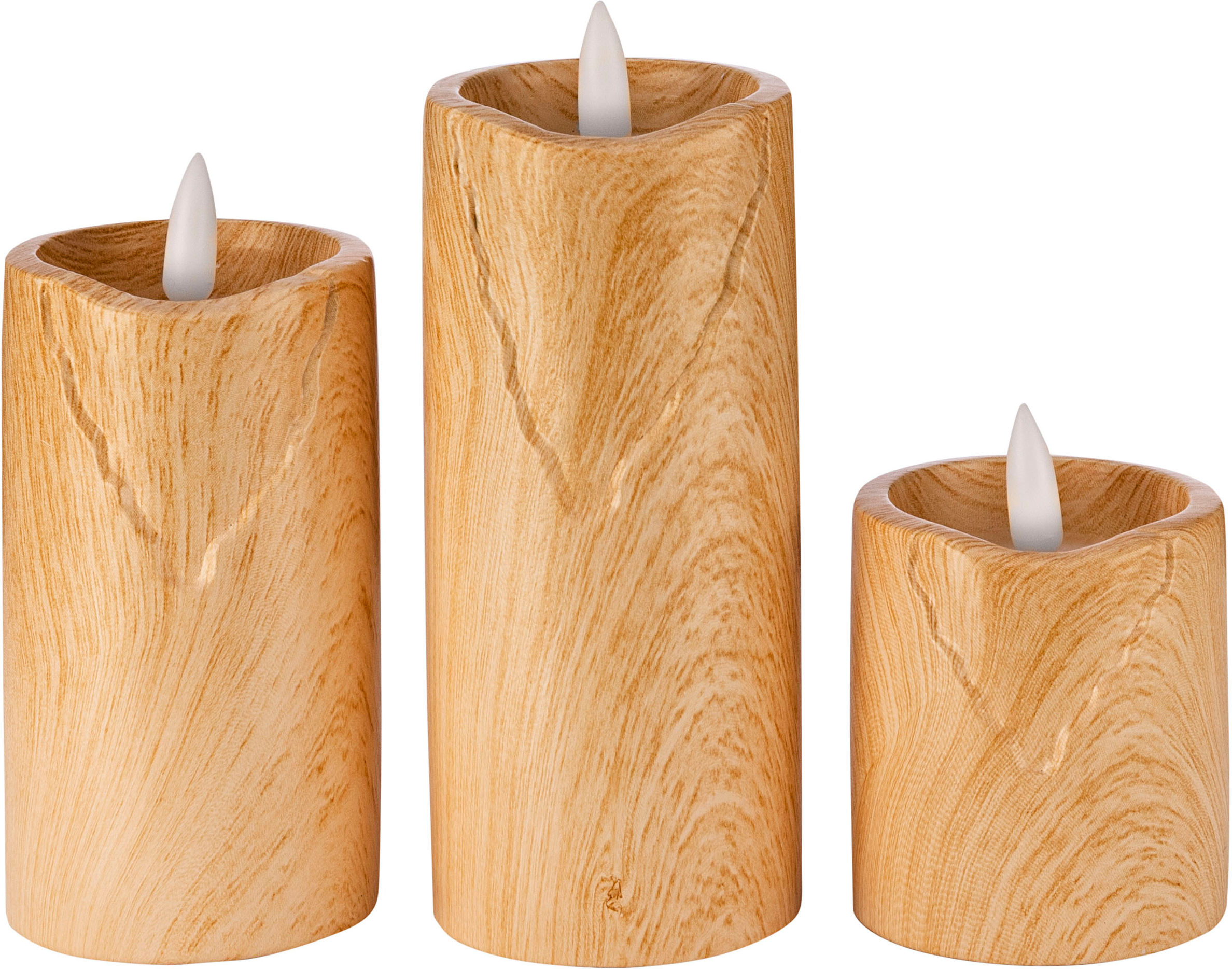 LED-Kerzen Wood in Holzoptik, 3er Set bestellen | Weltbild.de