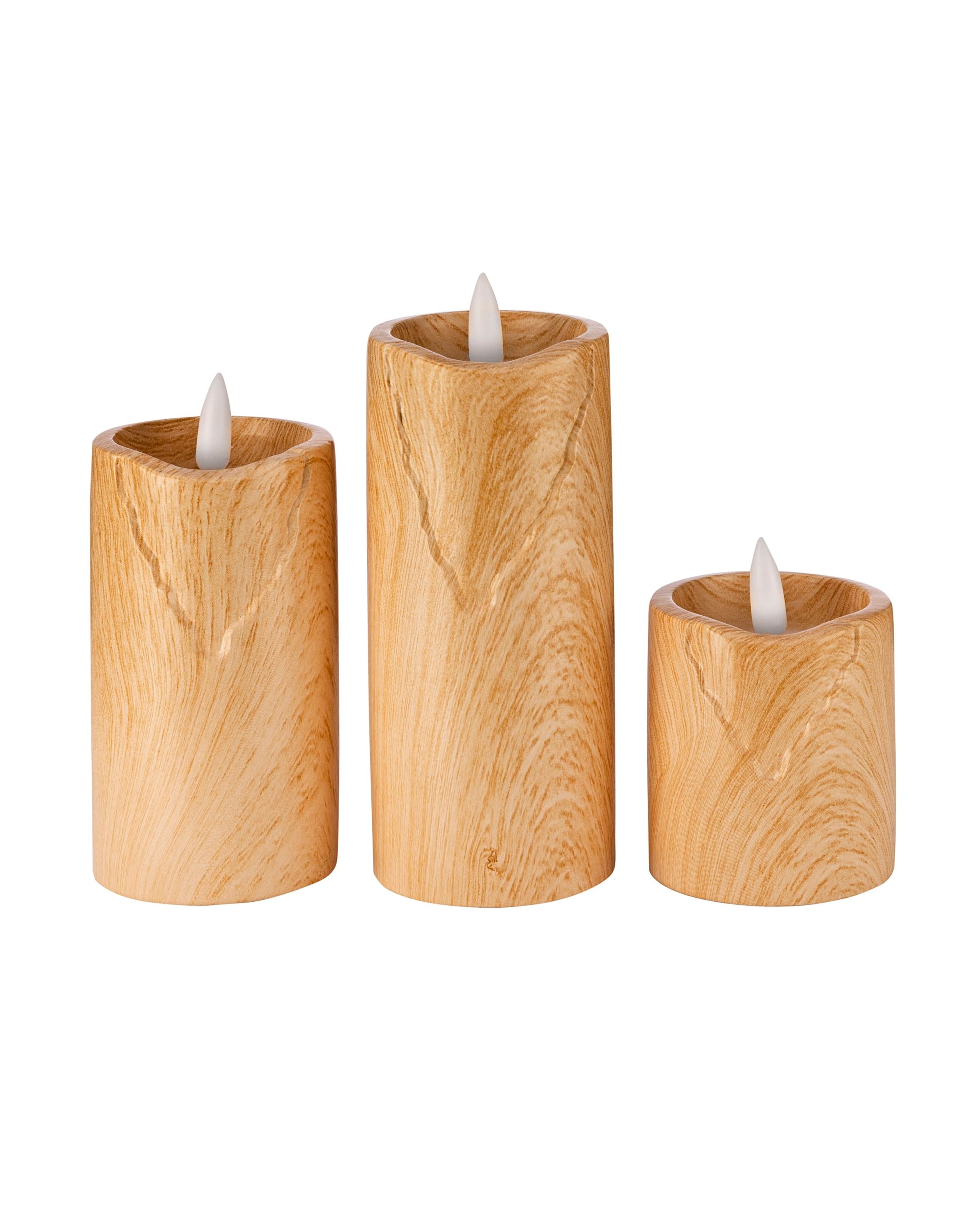 LED-Kerzen Wood in Holzoptik, 3er Set bestellen | Weltbild.ch