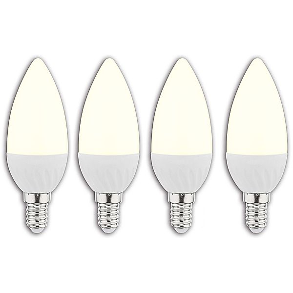 LED Lampe in Kerzenform, 5,5 Watt, E14, warmweiss - 3 Stück + 1 Stück