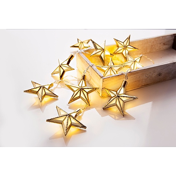 LED-Lichterkette Stars, gold