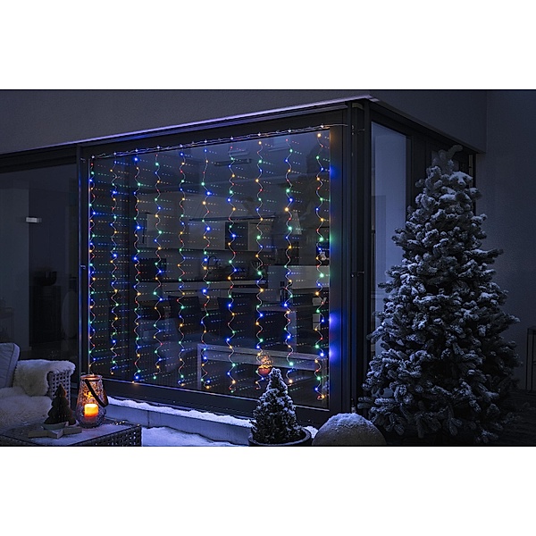 LED-Lichtervorhang Pastell, 300 LEDs, 3m