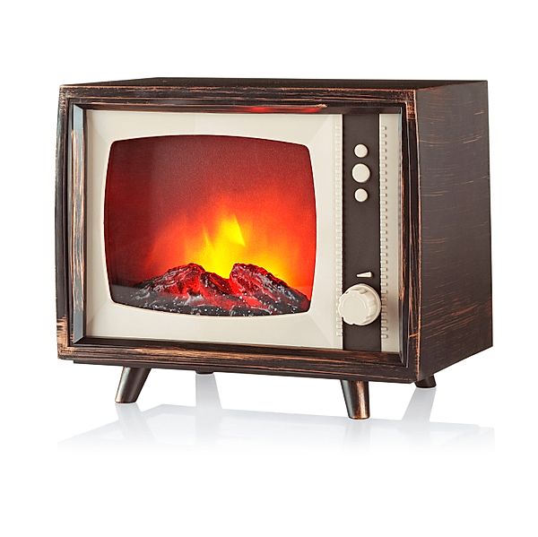 LED-Minikamin Vintage TV mit Flammeneffekt