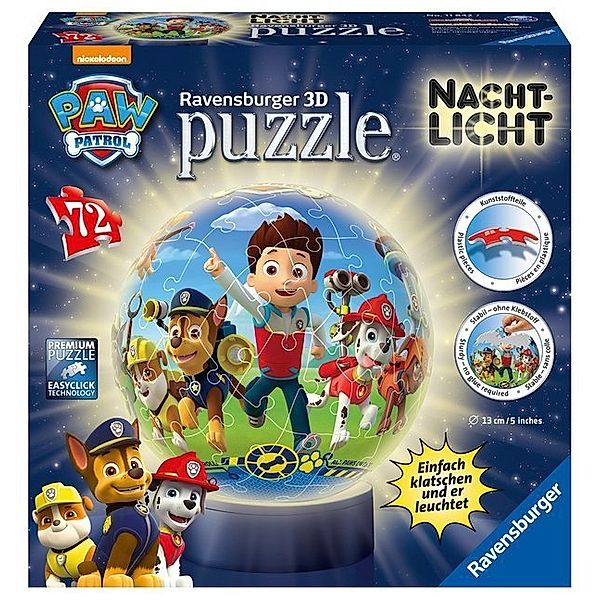 Ravensburger Verlag LED-Nachtlicht 3D-PUZZLE – PAW PATROL 72-teilig