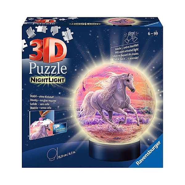 Ravensburger Verlag LED-Nachtlicht 3D-PUZZLE – PFERDE AM STRAND 72-teilig