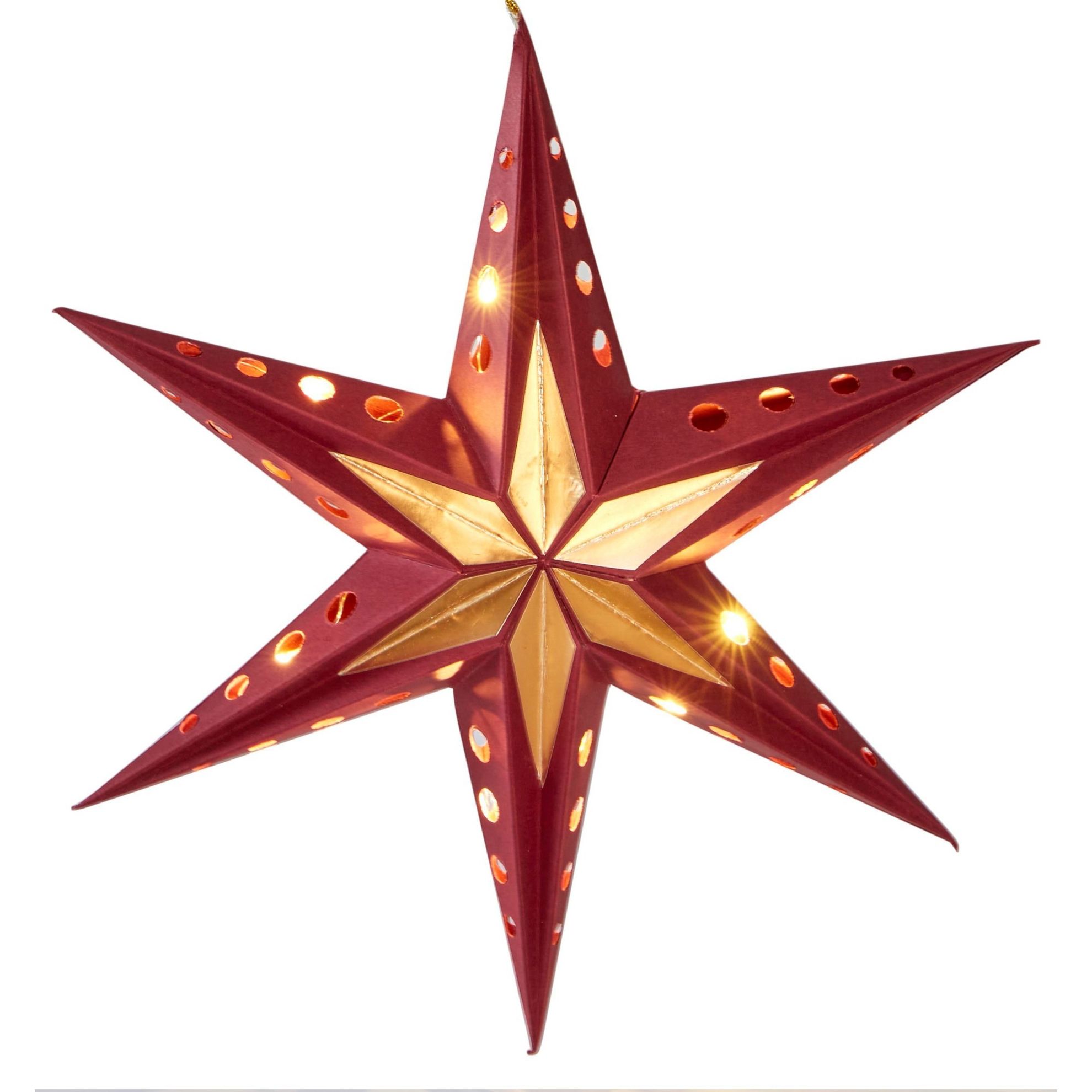 LED Papierstern Metallic Star II Rot Goldfarben | Weltbild.de