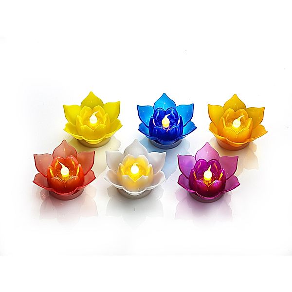 LED-Schwimmkerzen Lotus 6er-Set