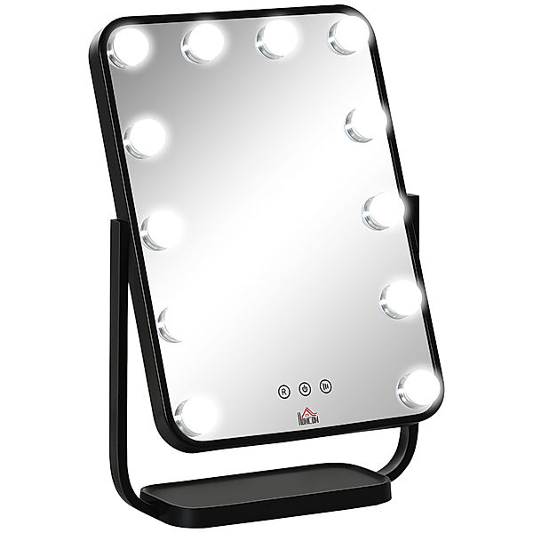 LED-Spiegel mit LED-Lampen schwarz (Farbe: schwarz)