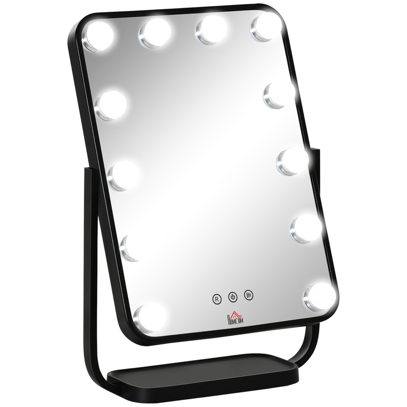 LED-Spiegel mit LED-Lampen schwarz Farbe: schwarz