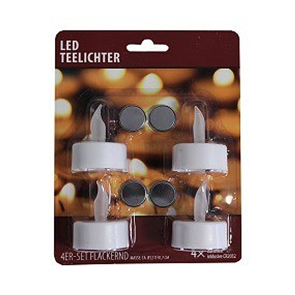 LED Teelichter 4er Set Flackernd