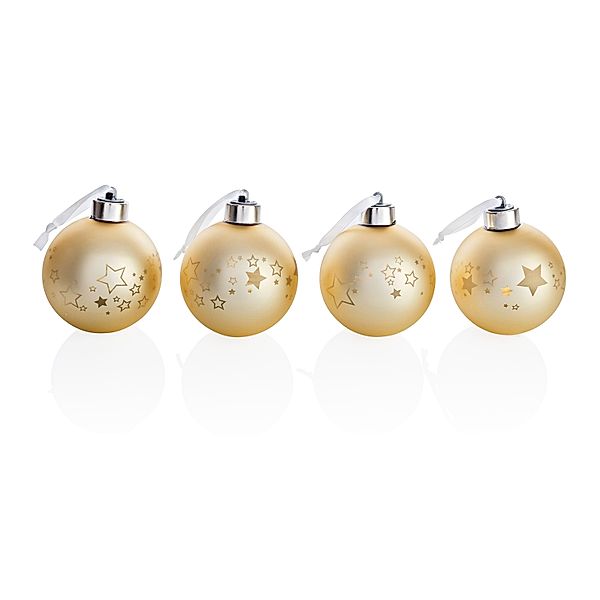 LED-Weihnachtsbaumkugeln, 4er-Set, Gold