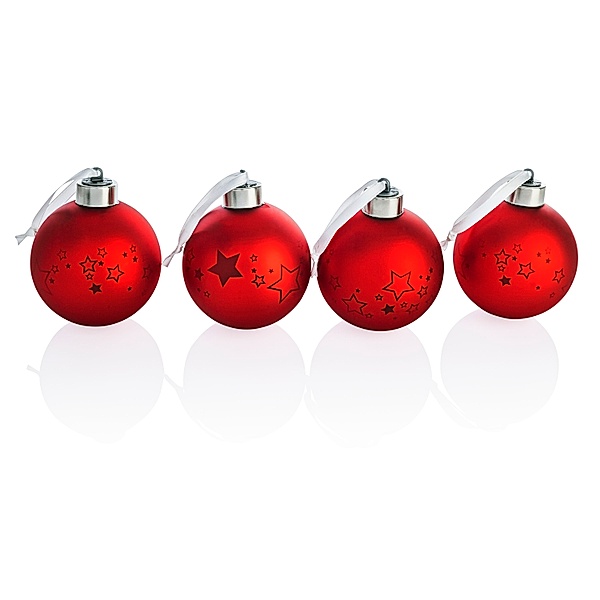 LED-Weihnachtsbaumkugeln, 4er-Set, Rot