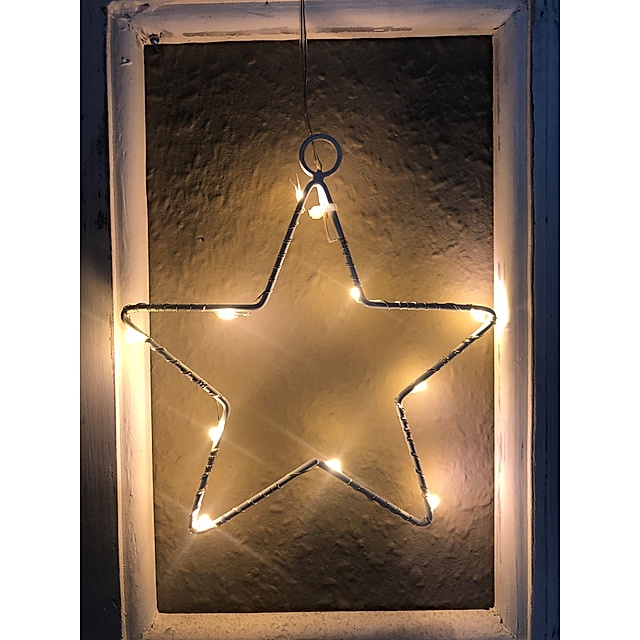 LED-Weihnachtsstern Metall 15 cm x 15 cm 10 LEDs mit Saugnapf und Timer