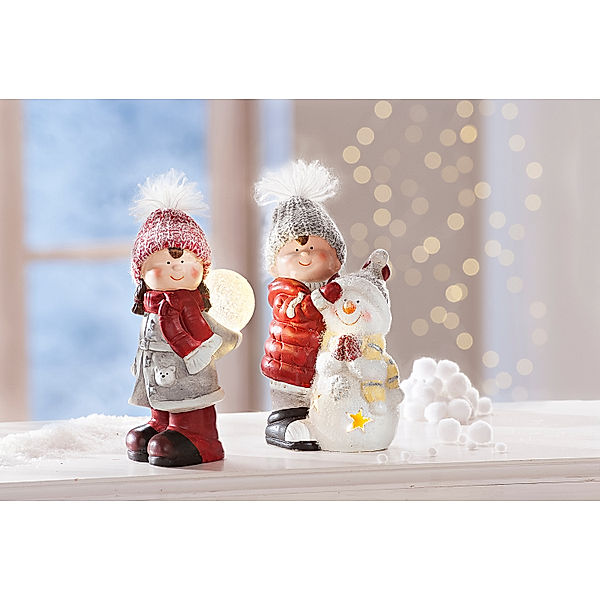 LED-Winterkinder Mona & Finn, 2er-Set