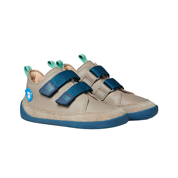 Affenzahn Leder-Halbschuhe BUDDY FOREVER OKTOPUS in grau/blau