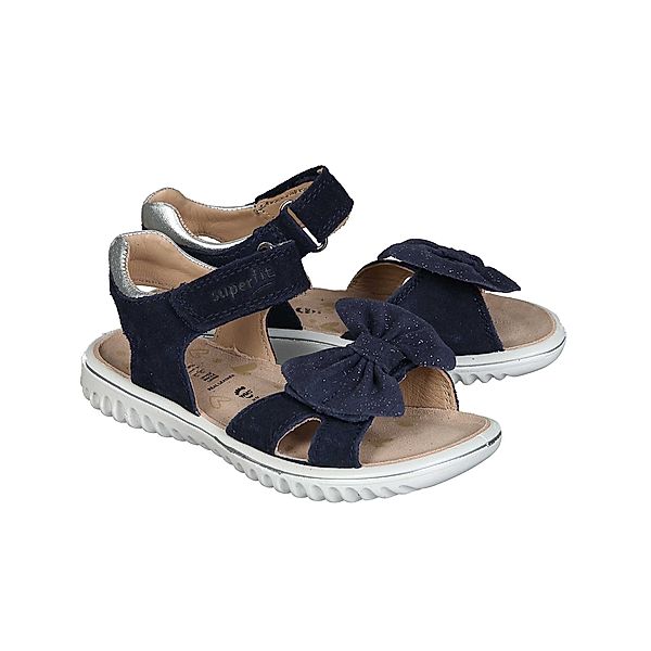 Superfit Leder-Klettsandalen SPARKLE BOW in blau