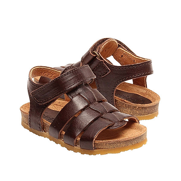 bisgaard Leder-Sandalen AKSEL mit Klett in braun