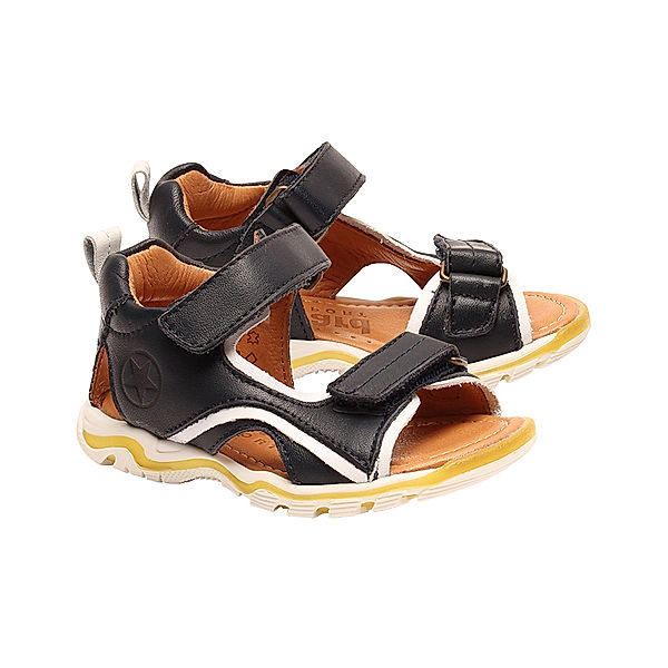 bisgaard Leder-Sandalen ARTHUR mit Klett in navy