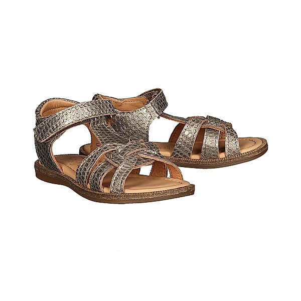 bisgaard Leder-Sandalen ASTRID mit Klett in stone