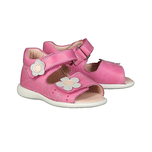 Däumling Leder-Sandalen BITA mit Glitzerblume in rosa